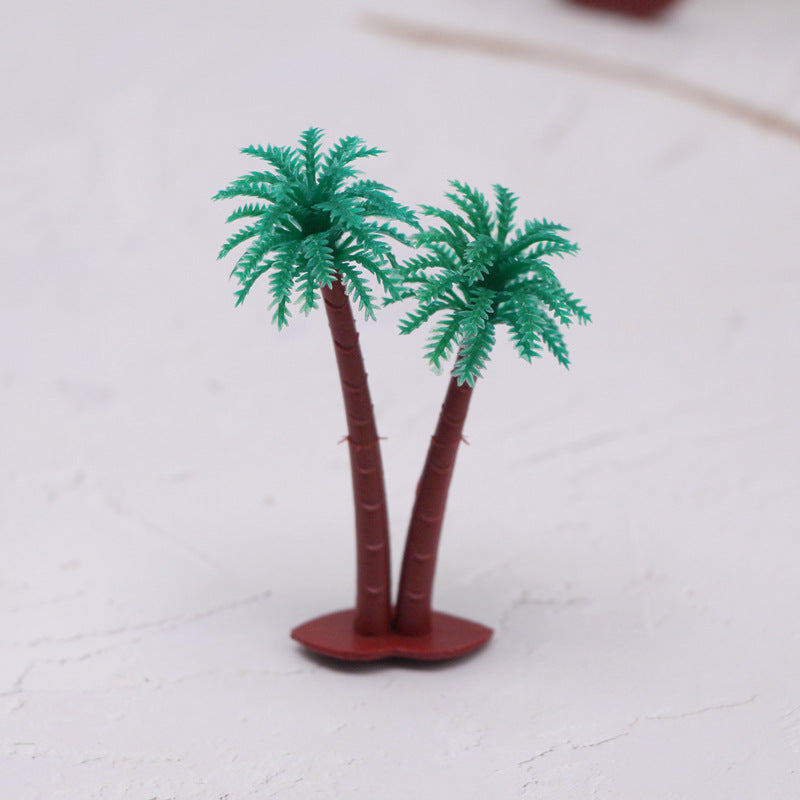 Wholesale 10pcs Mini Beach Ocean Coconut Tree Miniature Model Micro Landscape Architecture Sand Table Props Baking Cake Ornaments